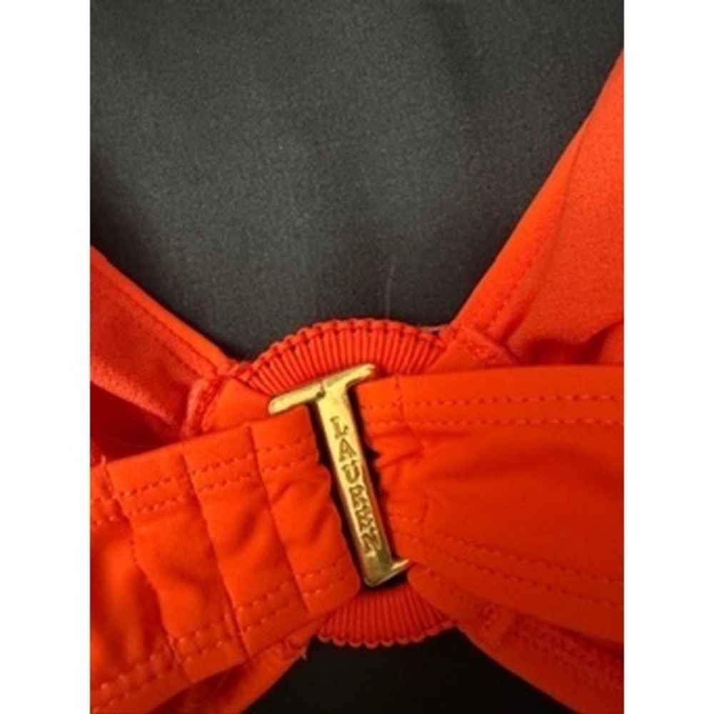 NWT Lauren Ralph Lauren Bikini Top Women Orange O-Ring Triangle 6 $95 - Picture 6 of 7